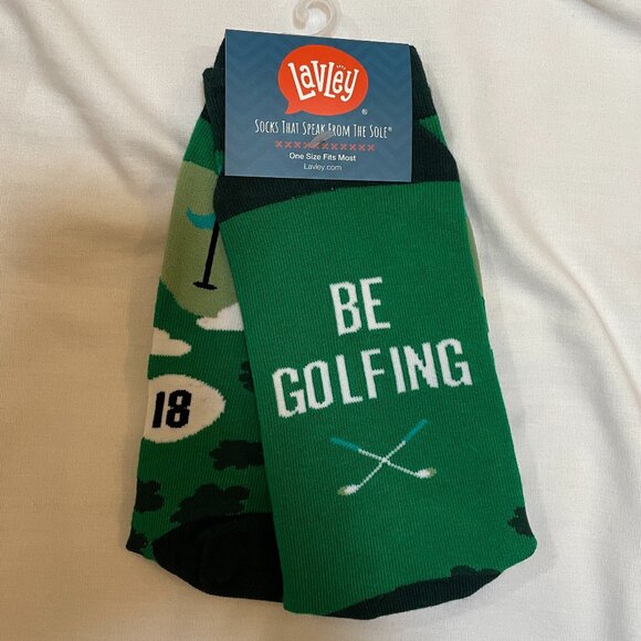 Lavley Socks One Size Fits Most I'd Rather Be Golfing Theme Green One Pair - Picture 1 of 2